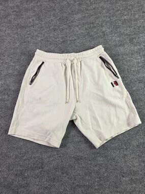 Tommy Hilfiger Mens Off-White Shorts Size Medium Zipper Pockets Drawstring